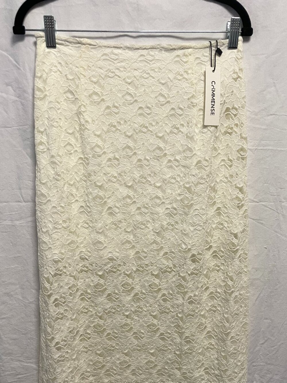 COMMENSE WHITE CREAM LINED LACE MAXI SKIRT M / S NWT